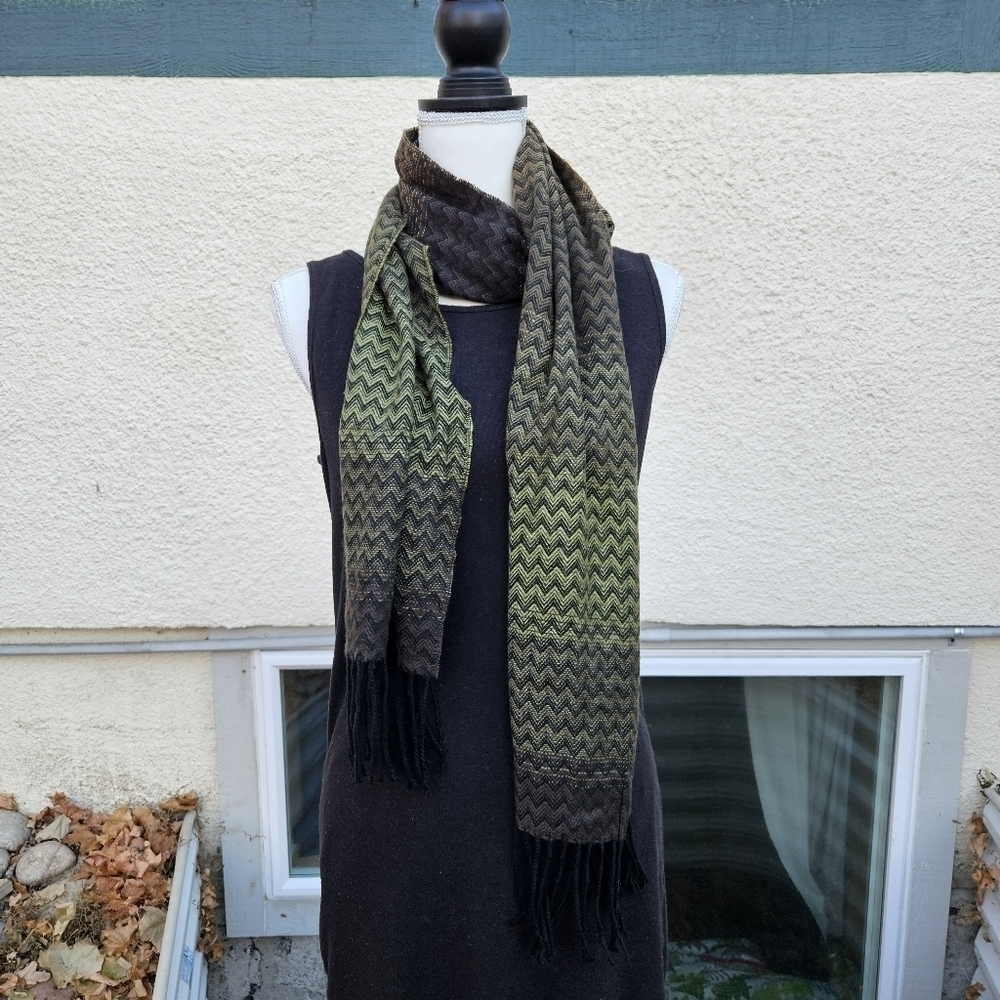 ombre chevron super soft scarf green black brown